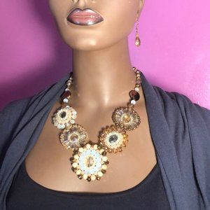 Glass Bead Necklace and Earrings Set
